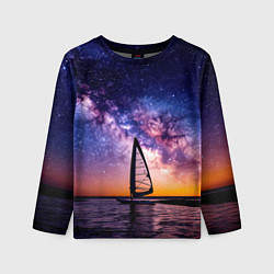 Лонгслив детский Виндсерфер в космосе, цвет: 3D-принт