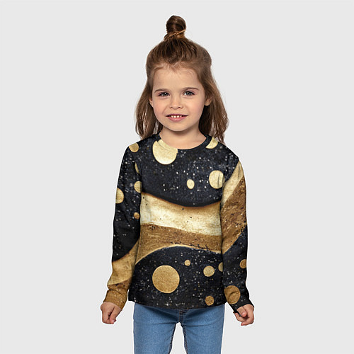 Детский лонгслив Золотая объемная абстракция - текстура / 3D-принт – фото 5