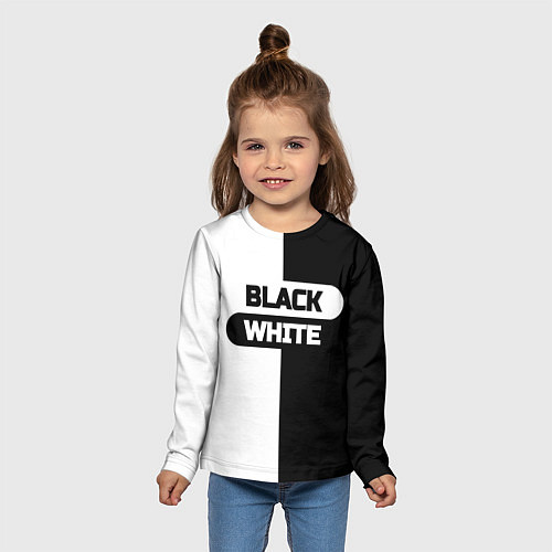 Детский лонгслив Black white пополам / 3D-принт – фото 5