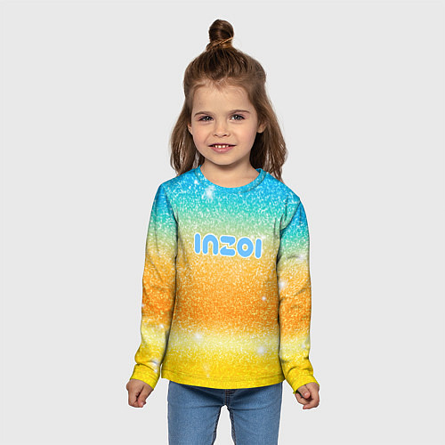 Детский лонгслив Inzoi лого и блестки / 3D-принт – фото 5