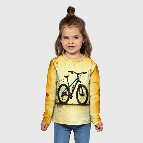 Детский лонгслив Горный велосипед на бежевом / 3D-принт – фото 5
