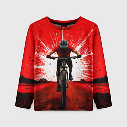Лонгслив детский Горный велосипед на красном, цвет: 3D-принт