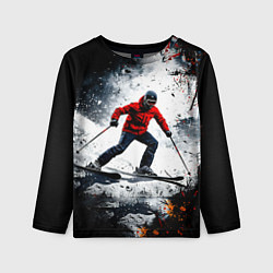 Лонгслив детский Лыжник в движении, цвет: 3D-принт