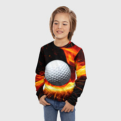 Лонгслив детский Мяч для гольфа в огне, цвет: 3D-принт — фото 2