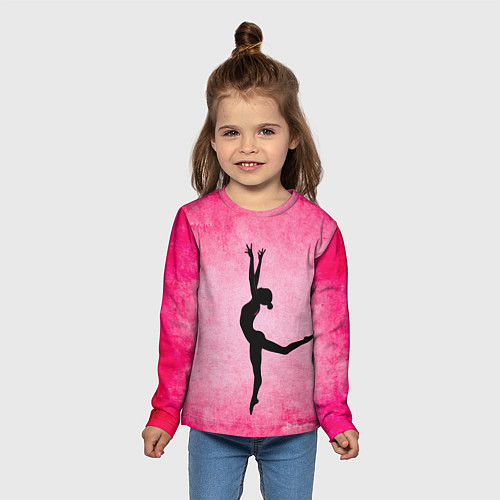Детский лонгслив Спортивная гимнастика на розовом / 3D-принт – фото 5