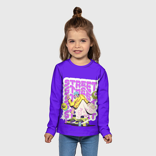 Детский лонгслив Street Y2K girl violet / 3D-принт – фото 5