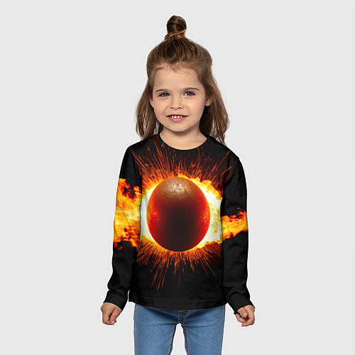 Детский лонгслив Ядро для талкания в огне / 3D-принт – фото 5