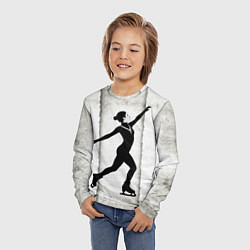 Лонгслив детский Фигуристка на сером, цвет: 3D-принт — фото 2