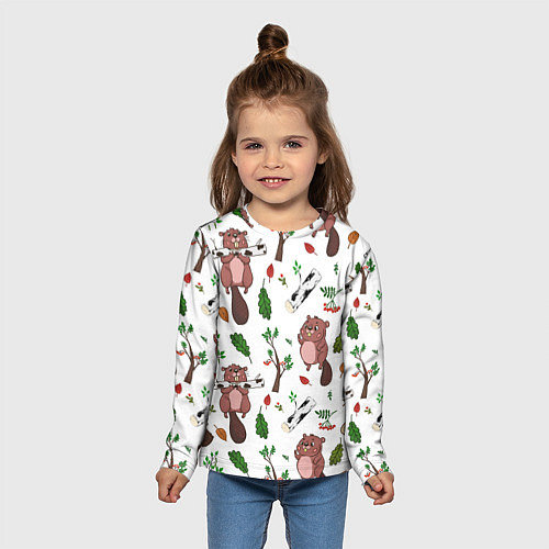 Детский лонгслив Бобер и полено / 3D-принт – фото 5
