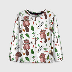 Детский лонгслив Бобер и полено