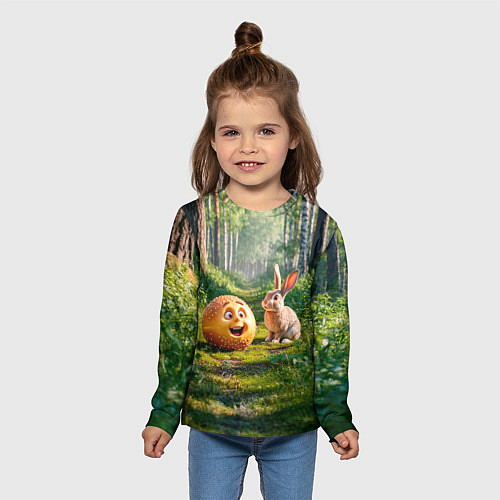 Детский лонгслив Колобок и заяц в лесу / 3D-принт – фото 5
