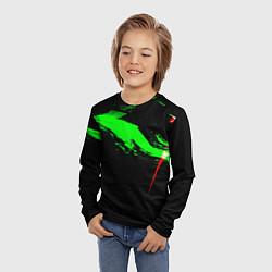 Лонгслив детский Color black green red, цвет: 3D-принт — фото 2