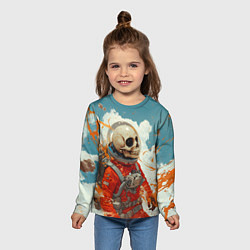 Лонгслив детский Скелет в облаках из космоса, цвет: 3D-принт — фото 2