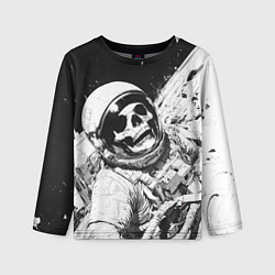 Лонгслив детский Скелет в космосе черно-белый, цвет: 3D-принт