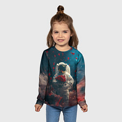 Лонгслив детский Космонавт с букетом роз, цвет: 3D-принт — фото 2