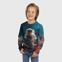 Лонгслив детский Космонавт с букетом роз, цвет: 3D-принт — фото 2