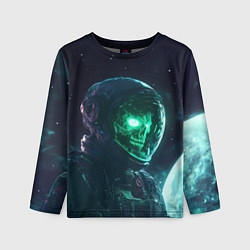 Лонгслив детский Скелет космонавта с неоновыми глазами, цвет: 3D-принт