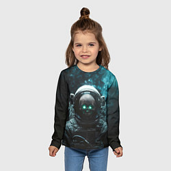Лонгслив детский Череп космонавта со светящимся глазами, цвет: 3D-принт — фото 2
