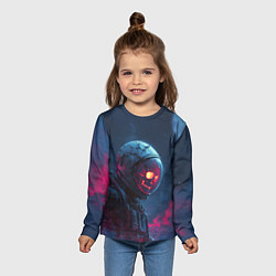 Лонгслив детский Скелет космонавта под луной, цвет: 3D-принт — фото 2