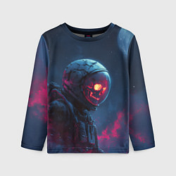 Детский лонгслив Скелет космонавта под луной
