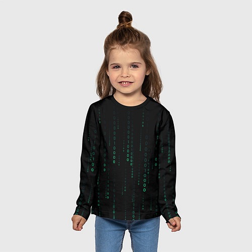 Детский лонгслив Color black turquoise / 3D-принт – фото 5