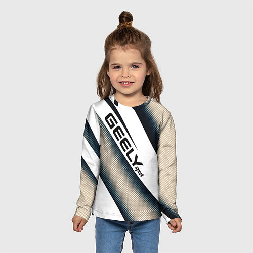 Детский лонгслив Geely sport полосы / 3D-принт – фото 5