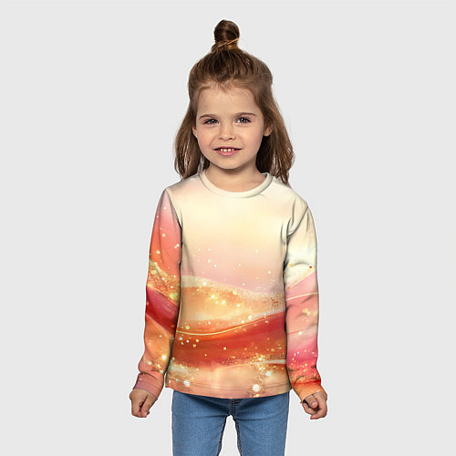 Детский лонгслив Оранжевые пески - абстракция / 3D-принт – фото 5
