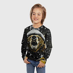 Лонгслив детский Злой большой медведь зимой, цвет: 3D-принт — фото 2