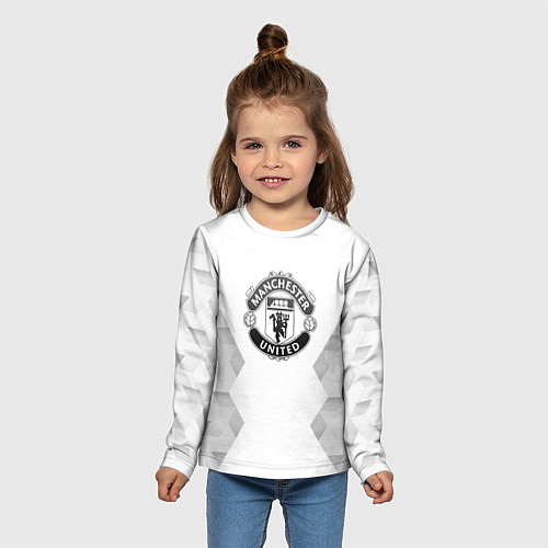 Детский лонгслив Manchester United white poly / 3D-принт – фото 5
