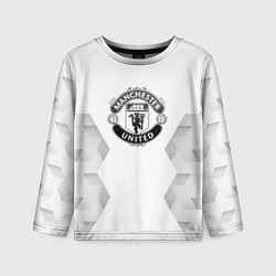 Лонгслив детский Manchester United white poly, цвет: 3D-принт