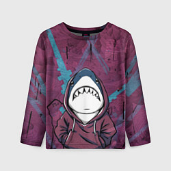 Лонгслив детский Акула в капюшоне, цвет: 3D-принт