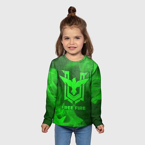 Детский лонгслив Free Fire - green gradient / 3D-принт – фото 5