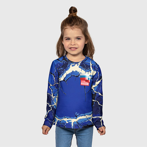 Детский лонгслив Russia blue abstract / 3D-принт – фото 5