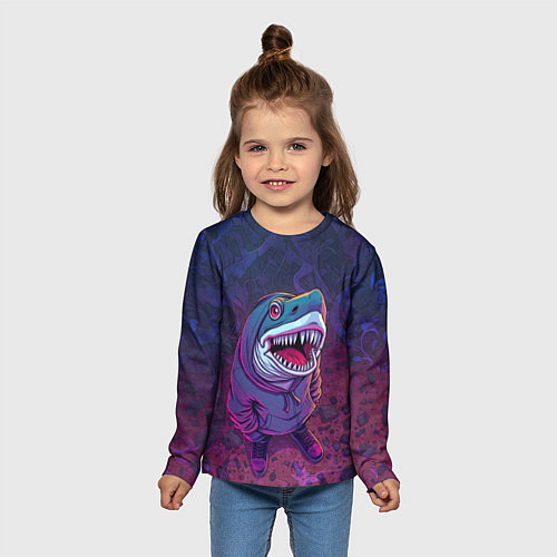 Детский лонгслив Акула в балахоне / 3D-принт – фото 5