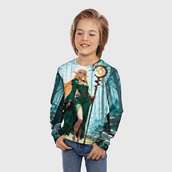 Лонгслив детский Эльфийская ведьма в лесу среди черепов, цвет: 3D-принт — фото 2