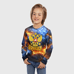 Лонгслив детский Россия герб и огонь, цвет: 3D-принт — фото 2