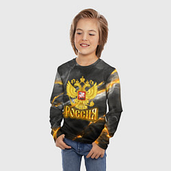 Лонгслив детский Россия черно-желтый фон, цвет: 3D-принт — фото 2