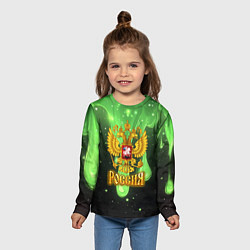 Лонгслив детский Герб России - неоновый фон, цвет: 3D-принт — фото 2