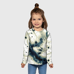 Лонгслив детский Бежевый и тёмно-синий космическая абстракция, цвет: 3D-принт — фото 2