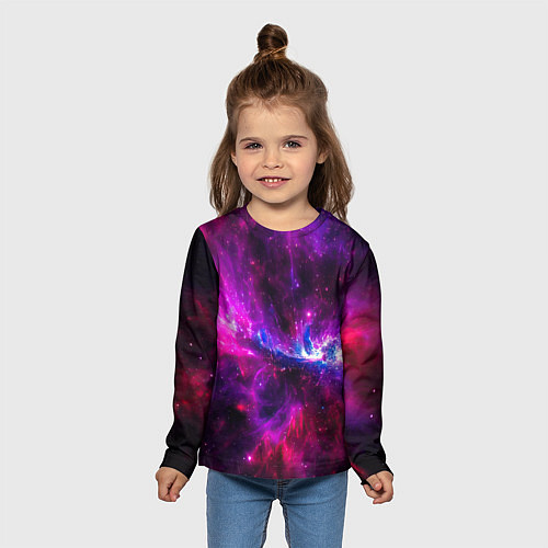 Детский лонгслив Неоновый галактический космос / 3D-принт – фото 5