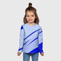 Лонгслив детский Светло-синий текстура с полосой, цвет: 3D-принт — фото 2