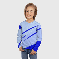 Лонгслив детский Светло-синий текстура с полосой, цвет: 3D-принт — фото 2