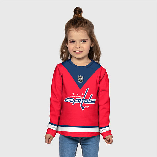 Детский лонгслив Вашингтон Кэпиталз - Красная форма / 3D-принт – фото 5