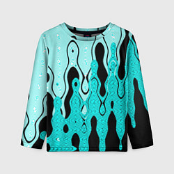 Лонгслив детский Чёрно-голубой абстракция, цвет: 3D-принт