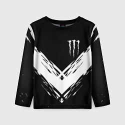 Лонгслив детский Monster energy белые полосы, цвет: 3D-принт