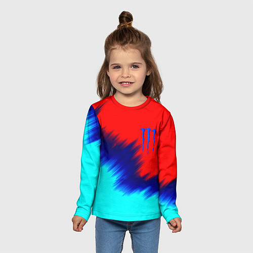 Детский лонгслив Monster energy краски штрихи / 3D-принт – фото 5