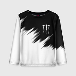 Лонгслив детский Monster energy белые штрихи, цвет: 3D-принт