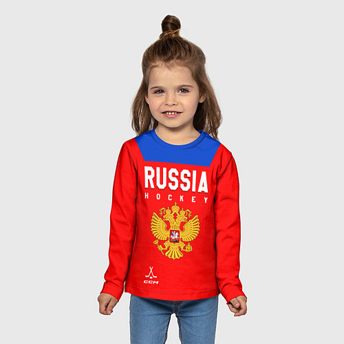 Детский лонгслив Сборная России по Хоккею / 3D-принт – фото 5