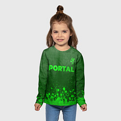 Лонгслив детский Portal - green gradient посередине, цвет: 3D-принт — фото 2