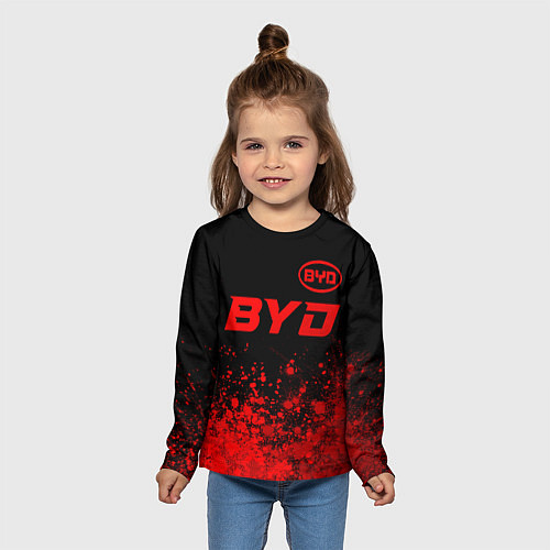 Детский лонгслив BYD - red gradient посередине / 3D-принт – фото 5
